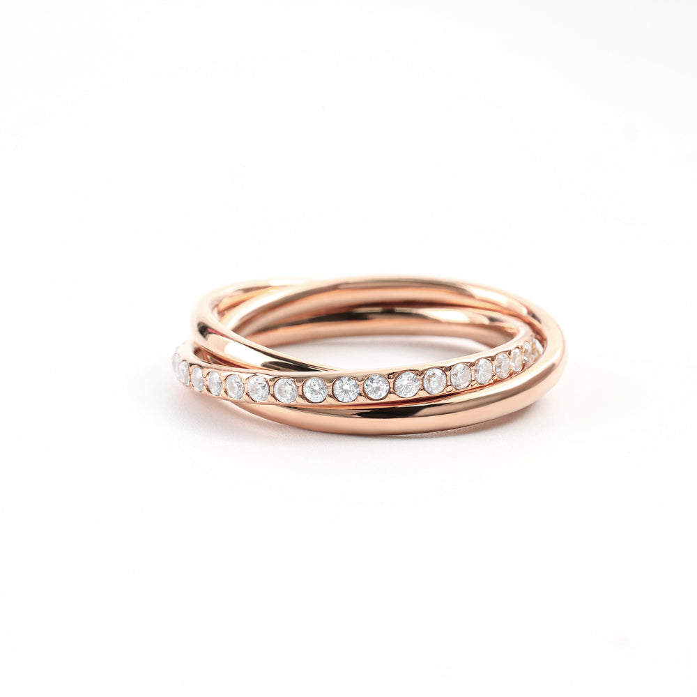 Crystal Interlocking Fidget Ring - Rose Gold / 5