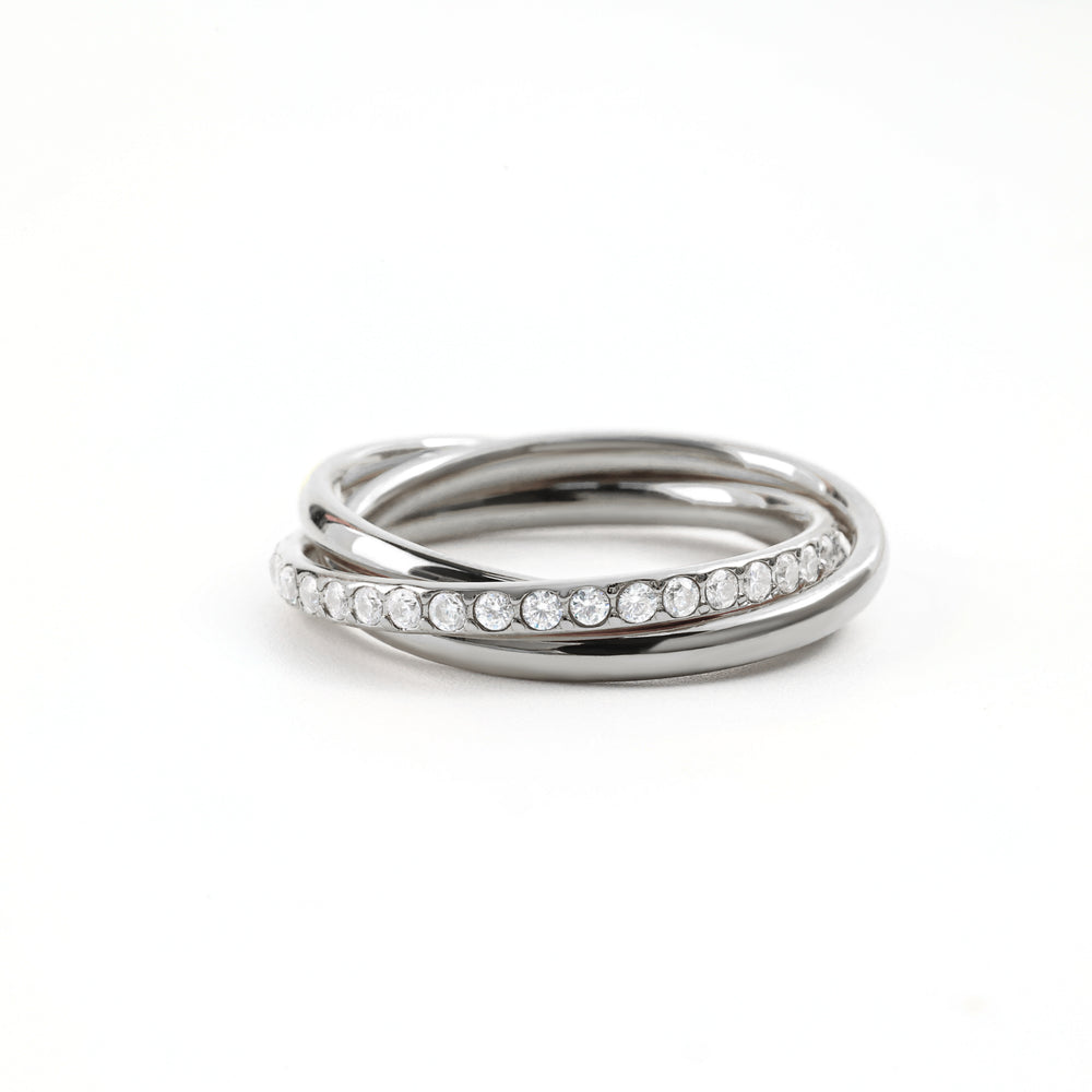 Crystal Interlocking Fidget Ring - Silver / 7