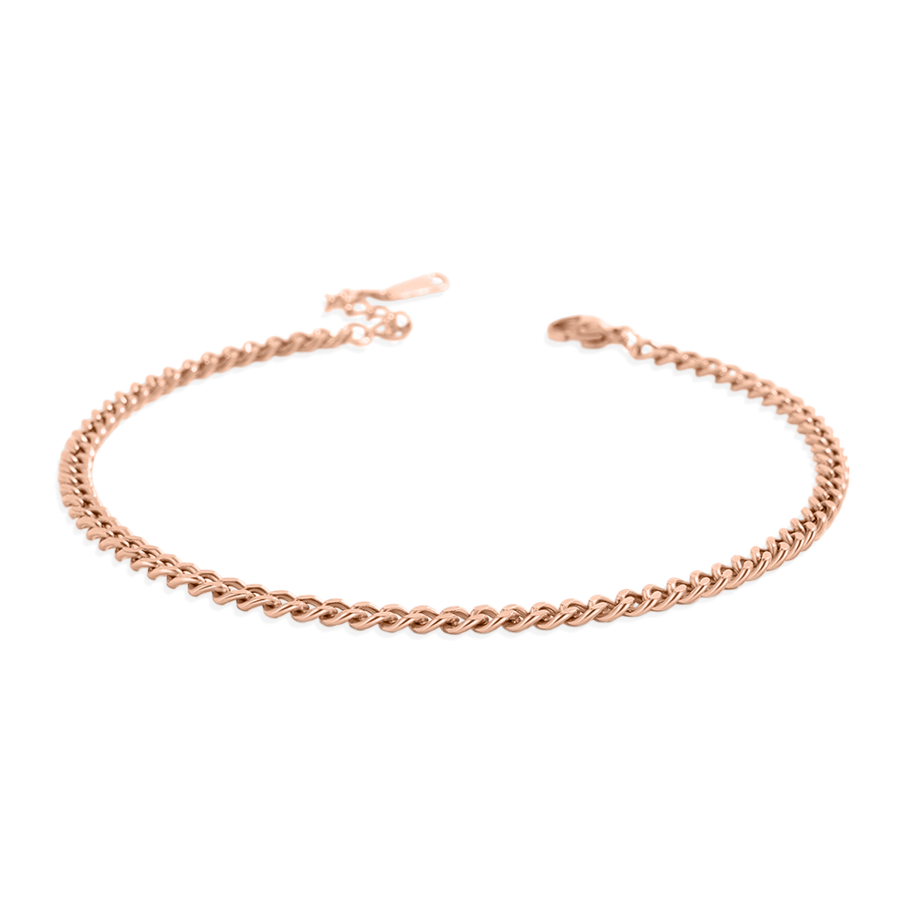 Panzerkette Fußkettchen - 18 Karat Roségold vergoldet