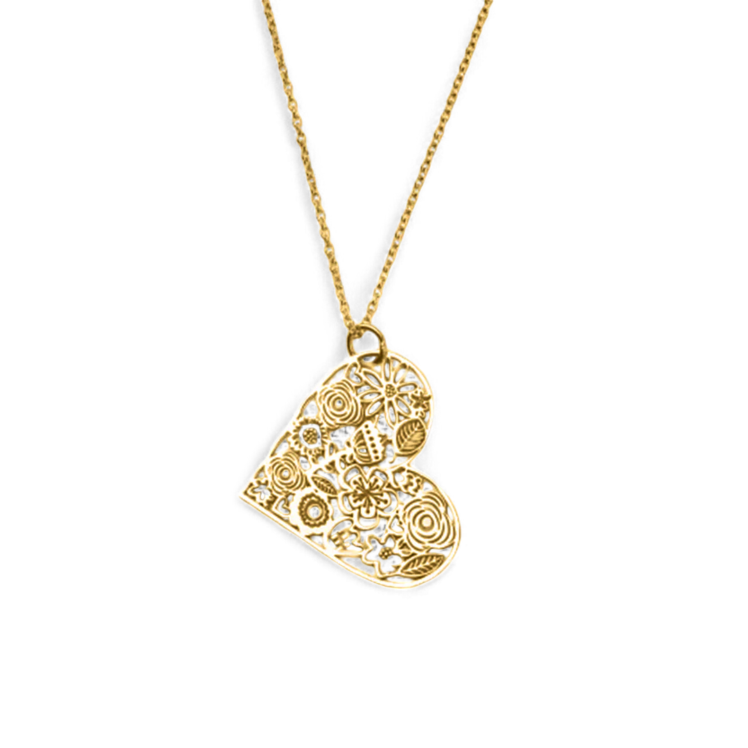 Cut Out Floral Heart Necklace