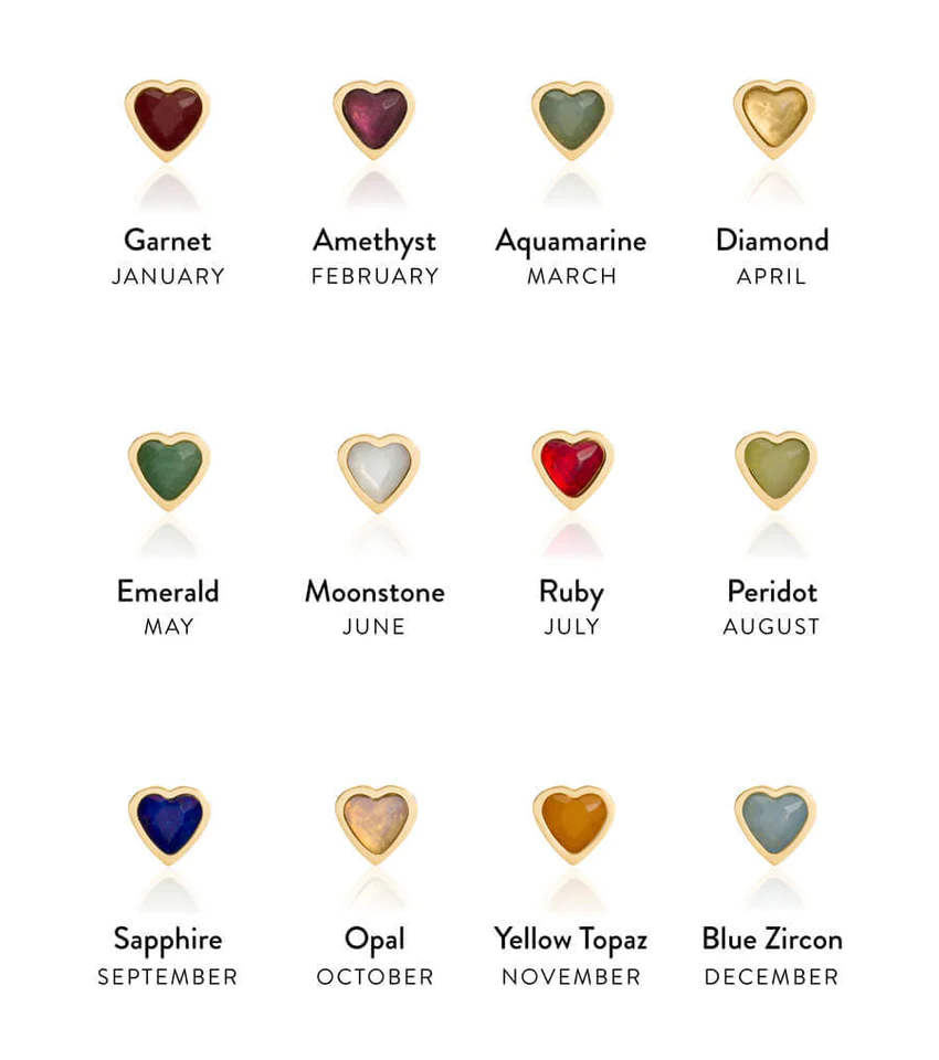 Dainty Heart Birthstone Bracelet - Silver / July