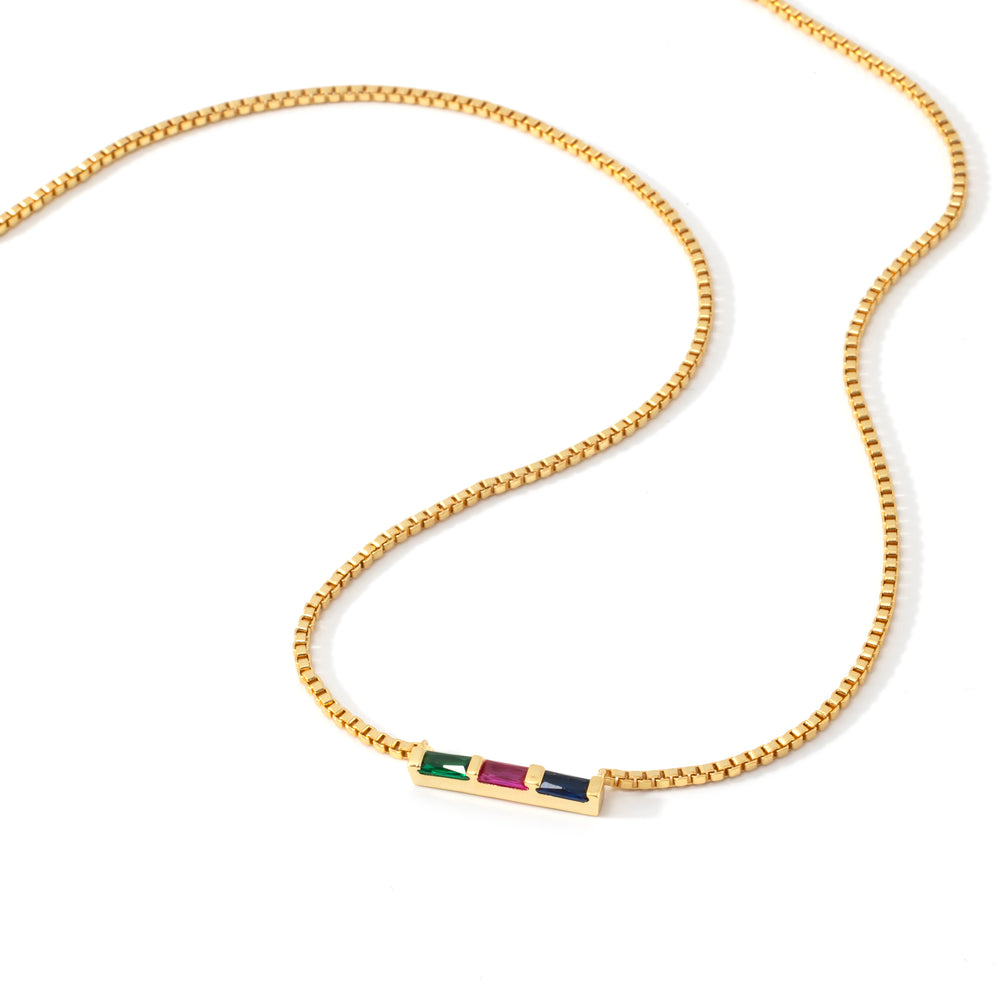 Dainty Baguette Birthstone Necklace - Gold / 1 / 18"