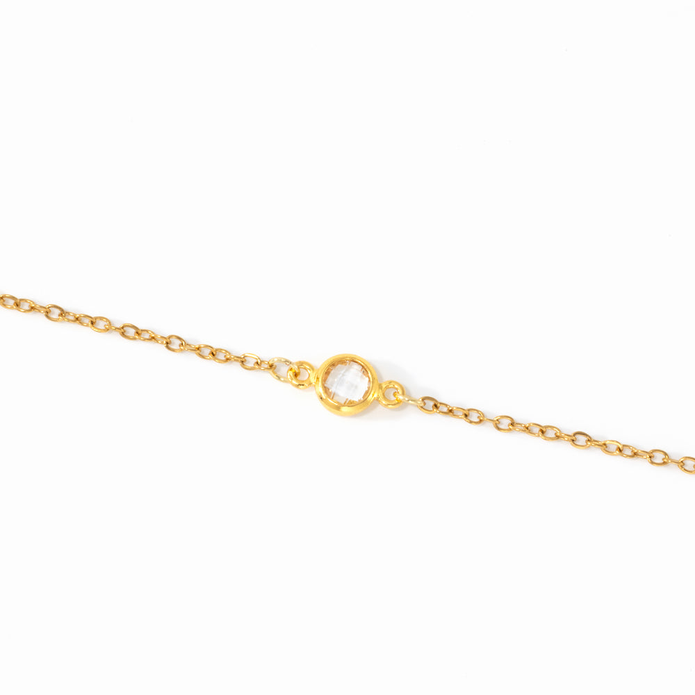 Dainty Bezel Solitaire Bracelet - Gold / 6.5"+1"