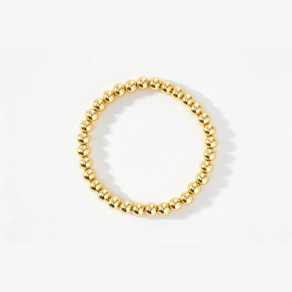 Dainty Gold Beaded Bracelet - 6mm / 7"