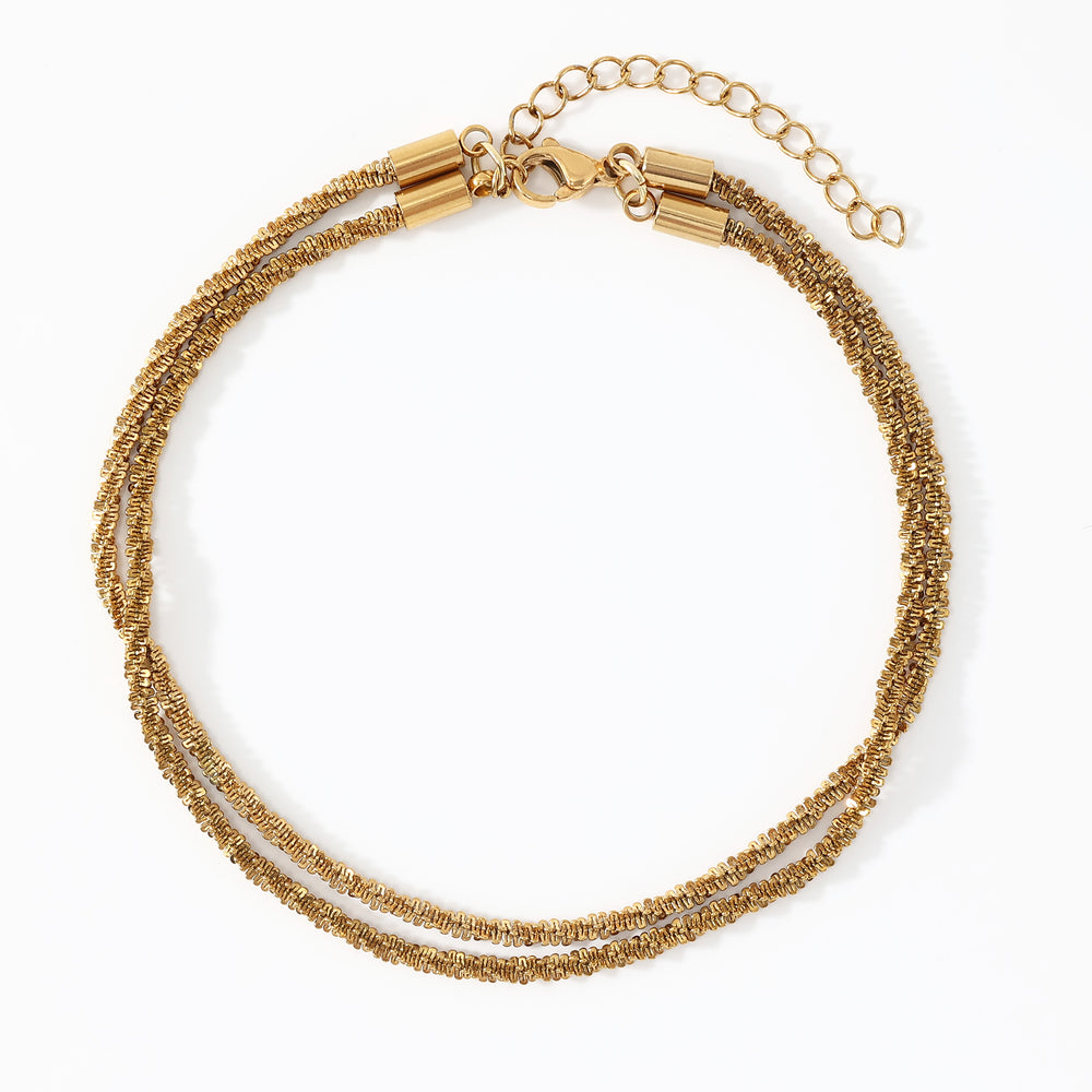 Dainty Layered Anklet - Gold / 9" + 1"