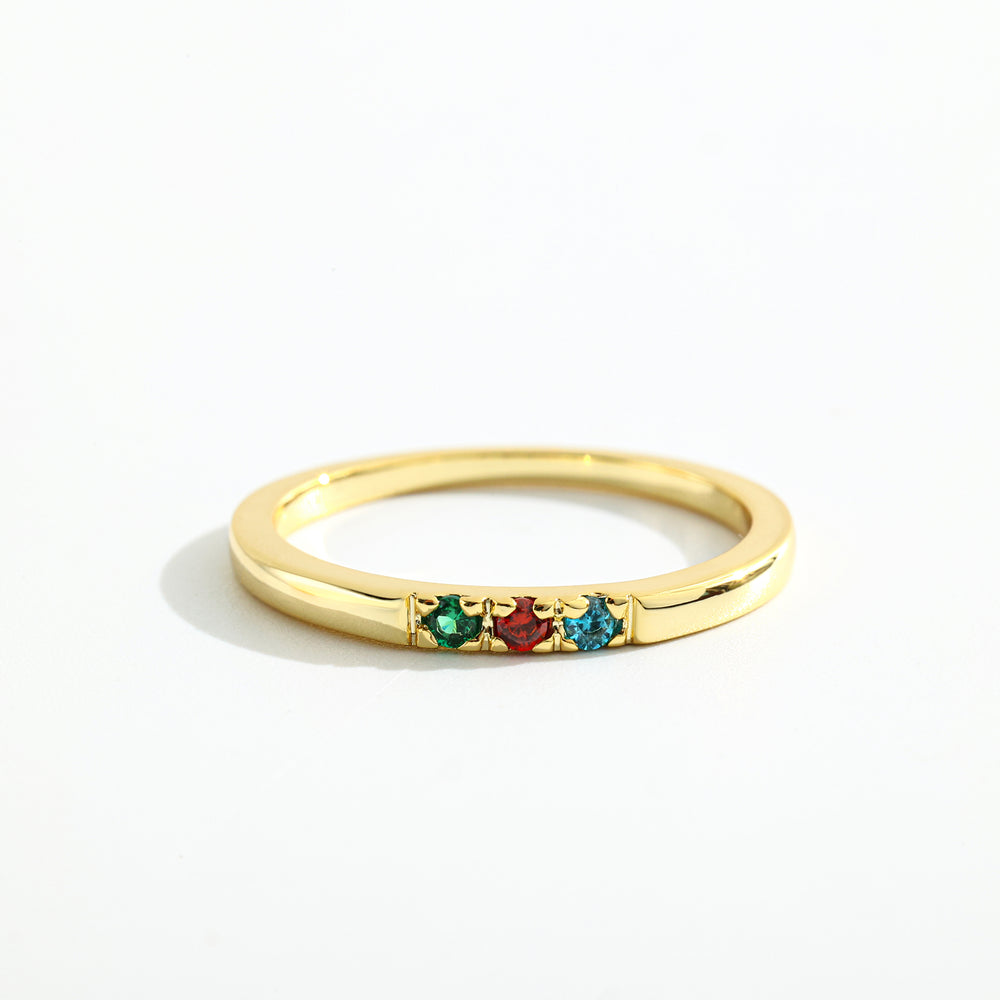 Dainty Stackable Birthstone Ring - Gold / 3 / 7