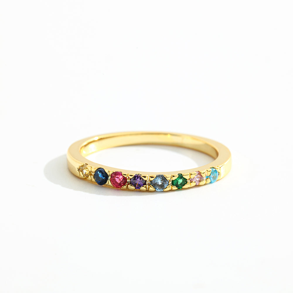 Dainty Stackable Birthstone Ring - Gold / 8 / 10