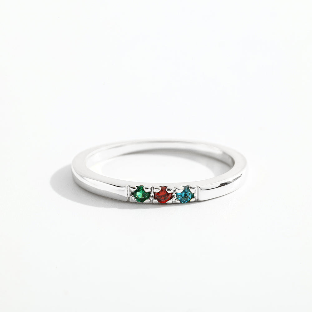 Dainty Stackable Birthstone Ring - Silver / 3 / 10