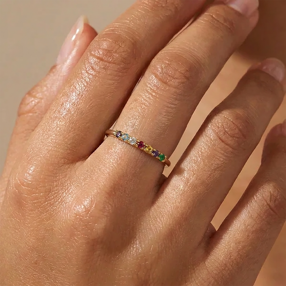 Dainty Stackable Birthstone Ring - Gold / 1 / 7