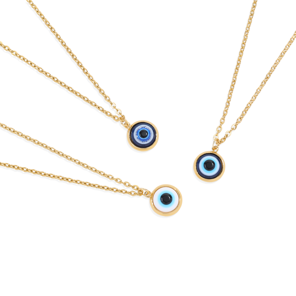 Zierliche Boho Evil Eye Charm Halskette - Dunkel