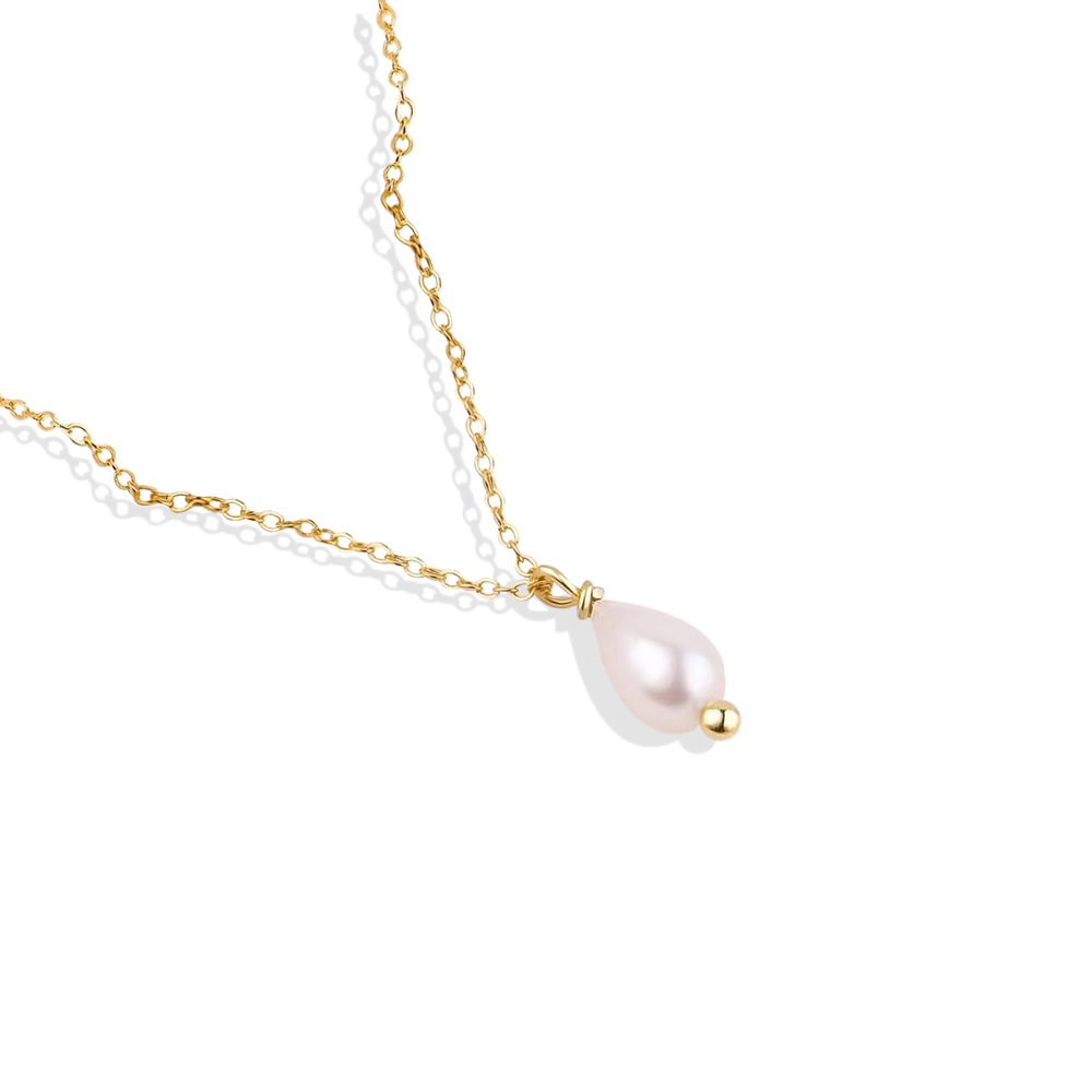 Dainty Pearl Drop Necklace - 18k Gold Plated
