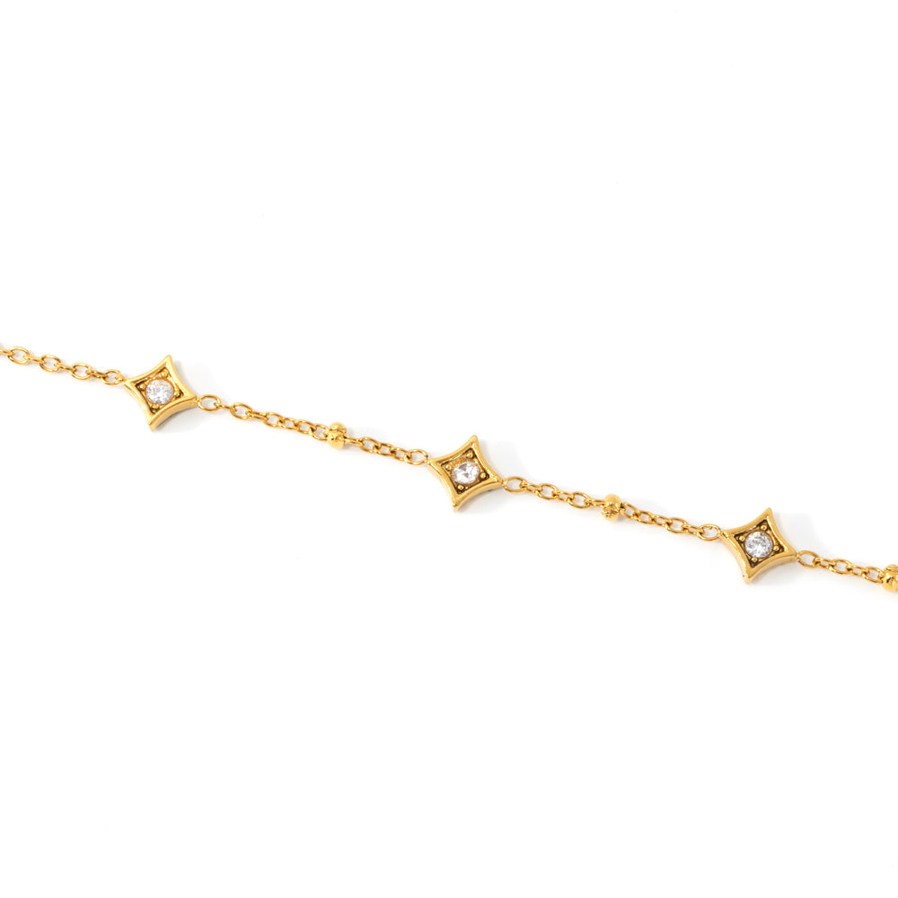 Delicate Diamond Shape Bracelet - Gold / 6.5"+2"