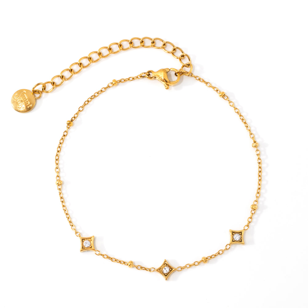 Delicate Diamond Shape Bracelet - Gold / 6.5"+2"