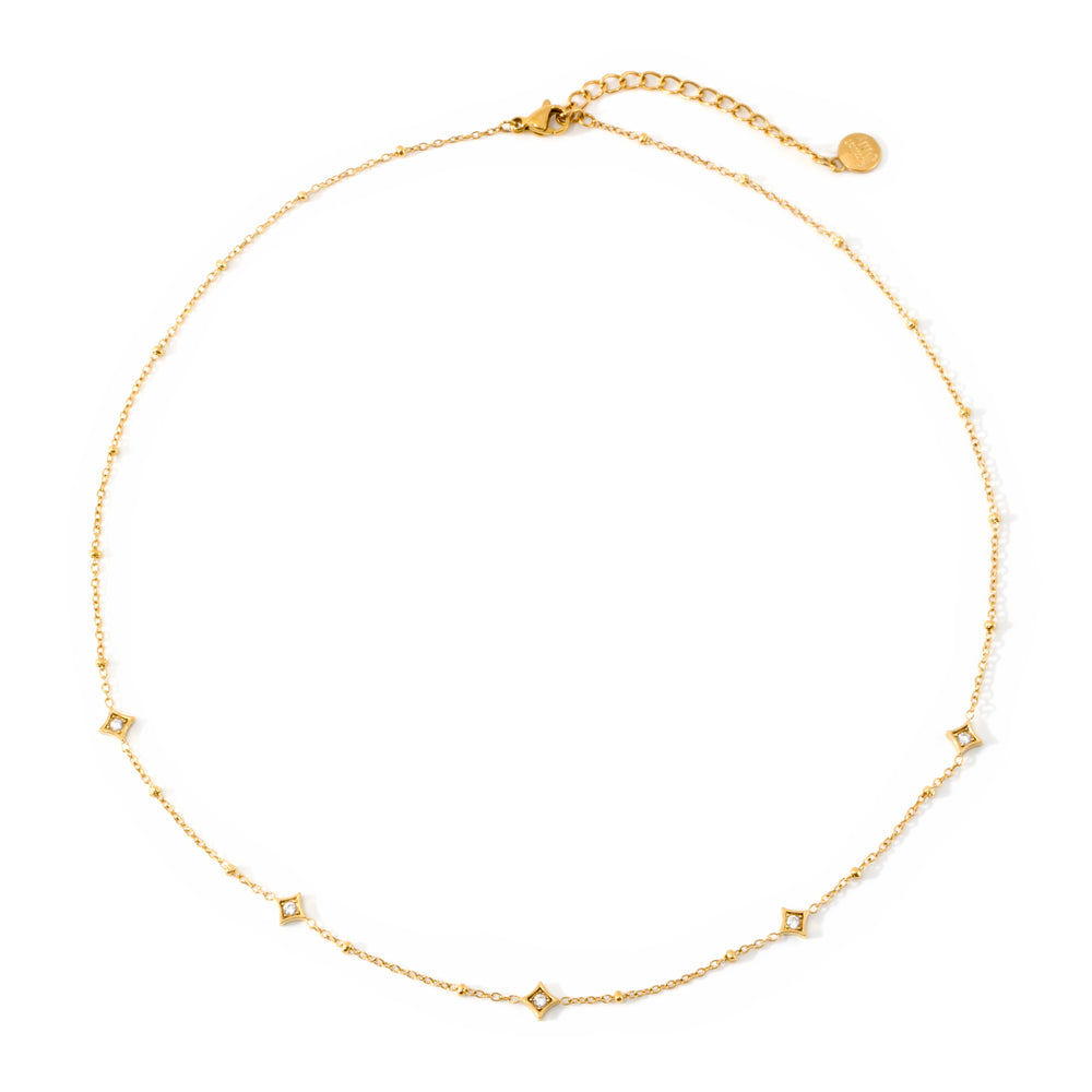 Delicate Diamond Shape Necklace - Gold / 16" + 2"