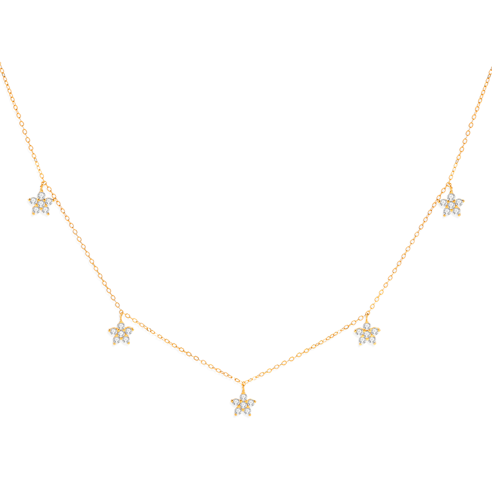 Diamond Flower Necklace - 18k Gold Over Sterling Silver