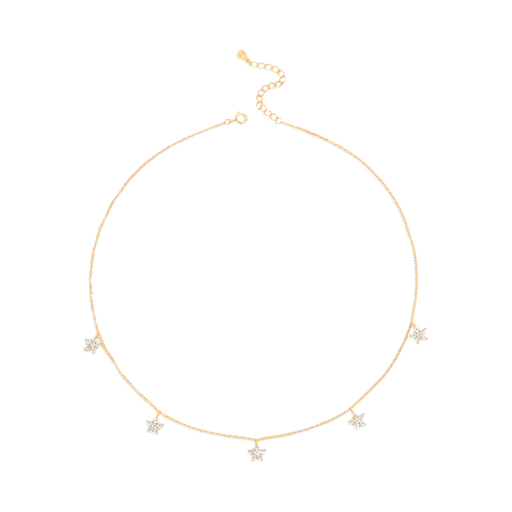 Diamond Flower Necklace - 18k Gold Over Sterling Silver