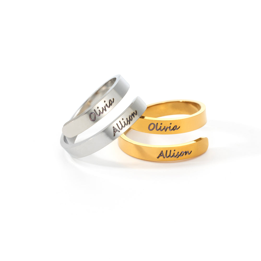 Engraved Link Ring - Gold