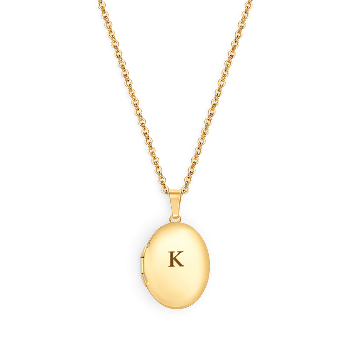 Engraved Oval Photo Locket Necklace