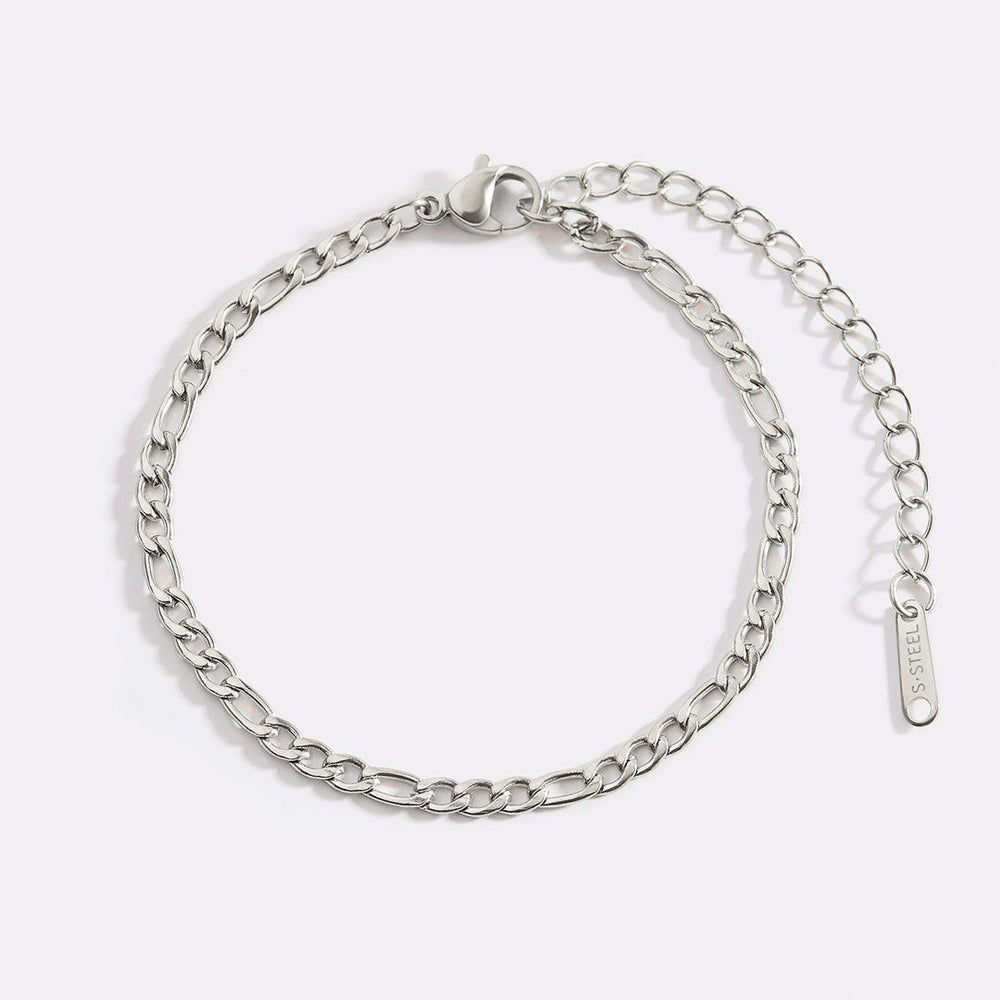 Essential Figaro Chain Bracelet - Silver / 6" + 2"