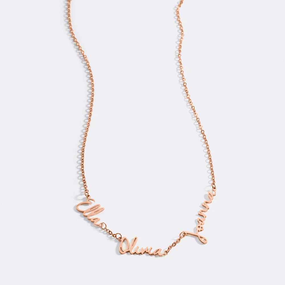 Fairy Triple Namenskette - 18k Rose Gold Plated / 1 / 16" + 2"