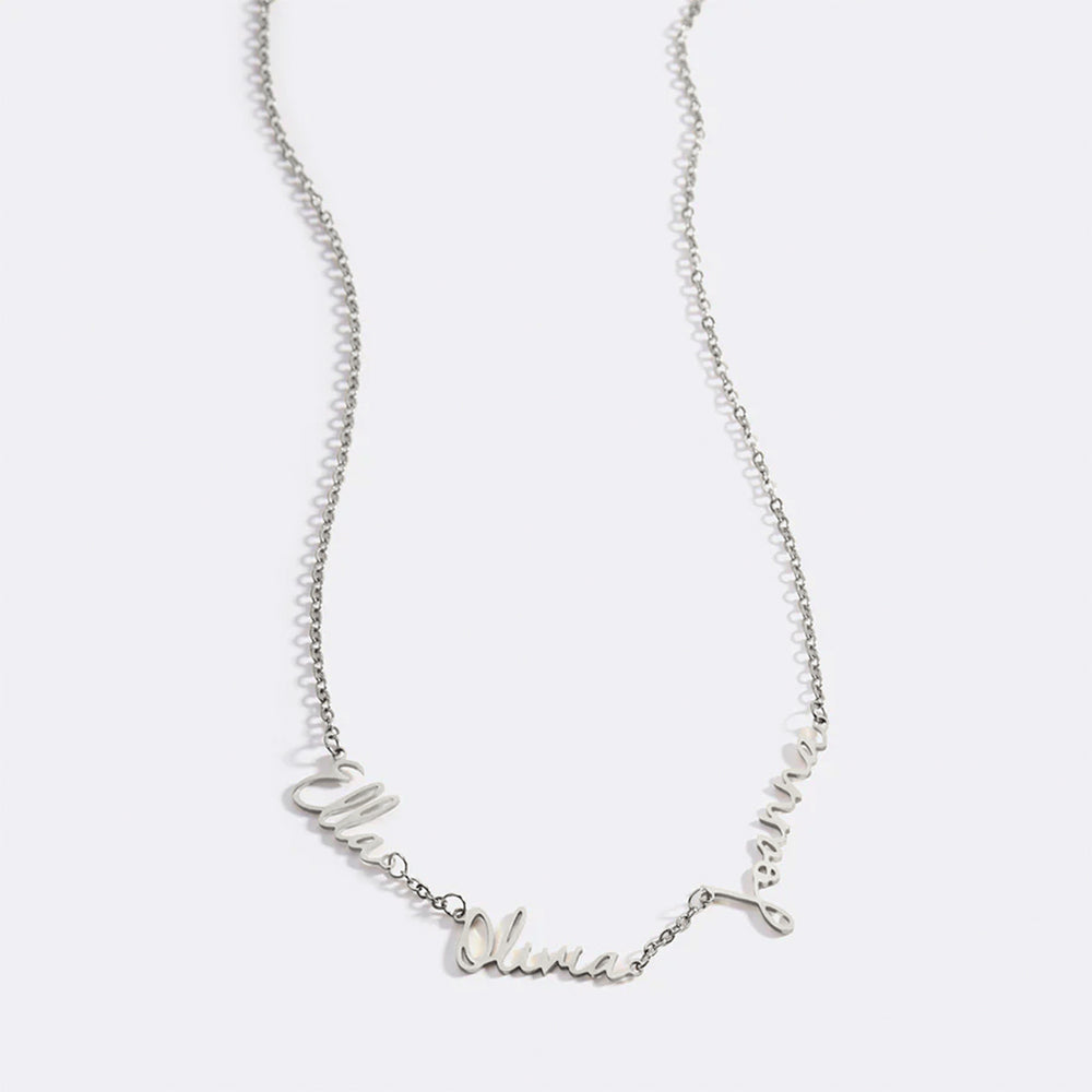 Fairy Triple Namenskette - Silver / 4 / 16" + 2"