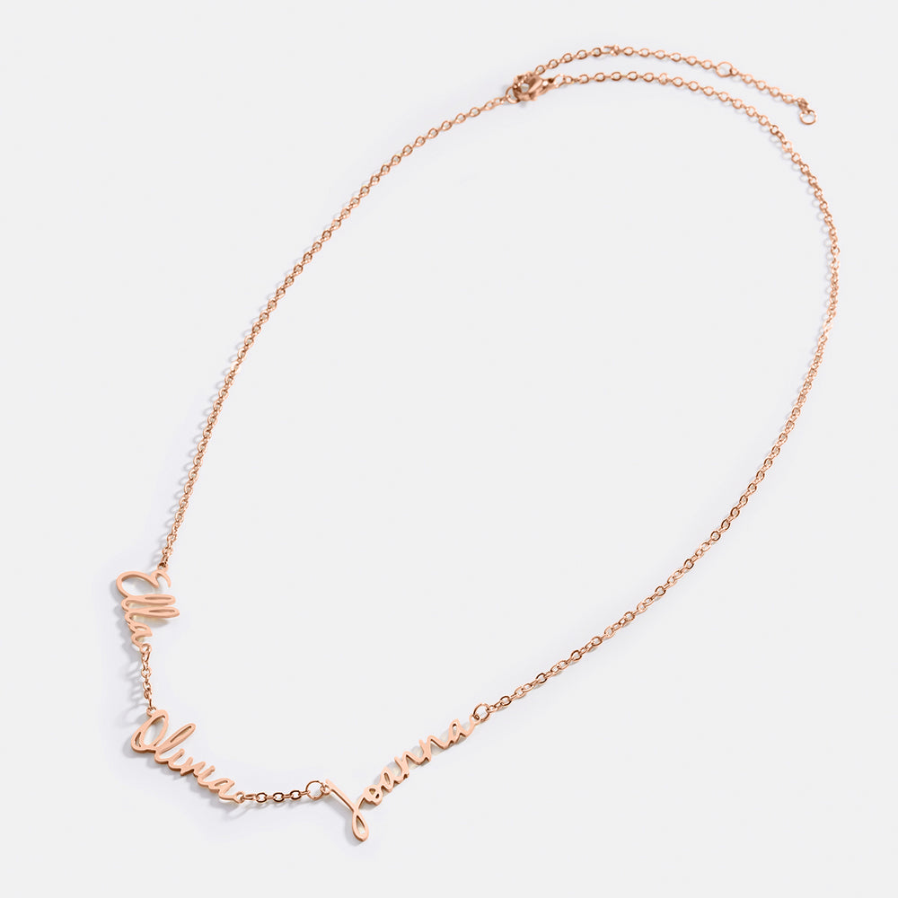 Fairy Triple Namenskette - 18k Rose Gold Plated / 1 / 16" + 2"