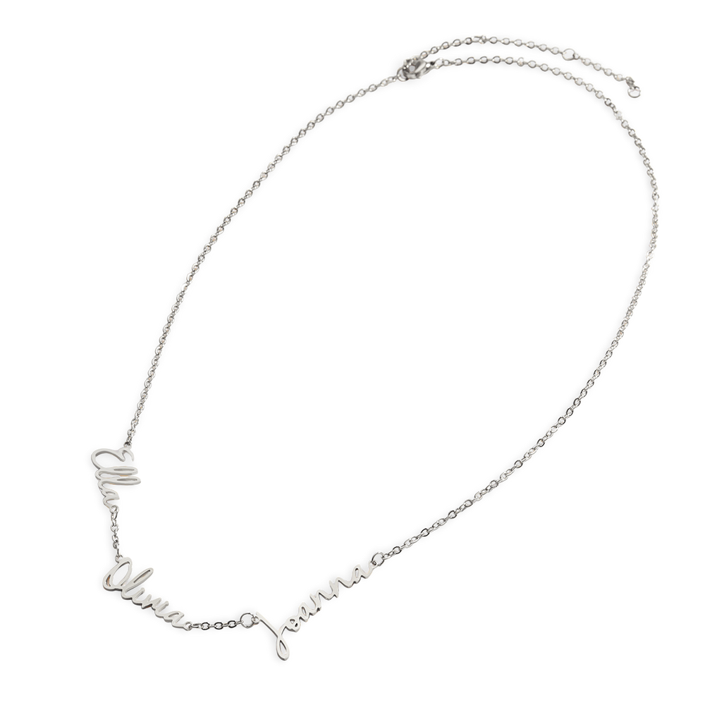 Fairy Triple Namenskette - Silver / 4 / 16" + 2"
