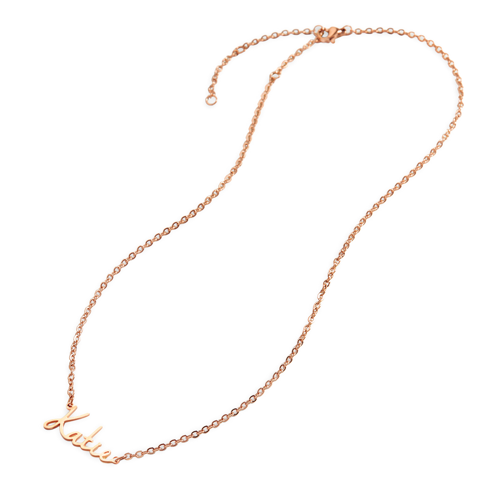 Fee Namenskette - 18 Karat Roségold vergoldet / 20" + 2"
