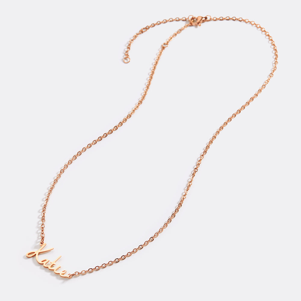 Fee Namenskette - 18 Karat Roségold vergoldet / 16" + 2"