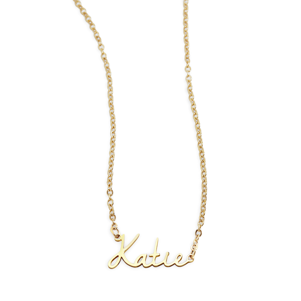 Fee Namenskette - 18 Karat vergoldet / 20" + 2"