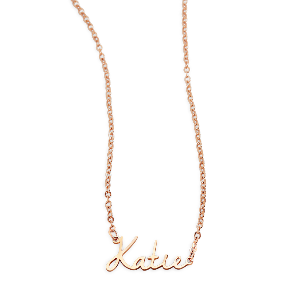 Fee Namenskette - 18 Karat Roségold vergoldet / 20" + 2"