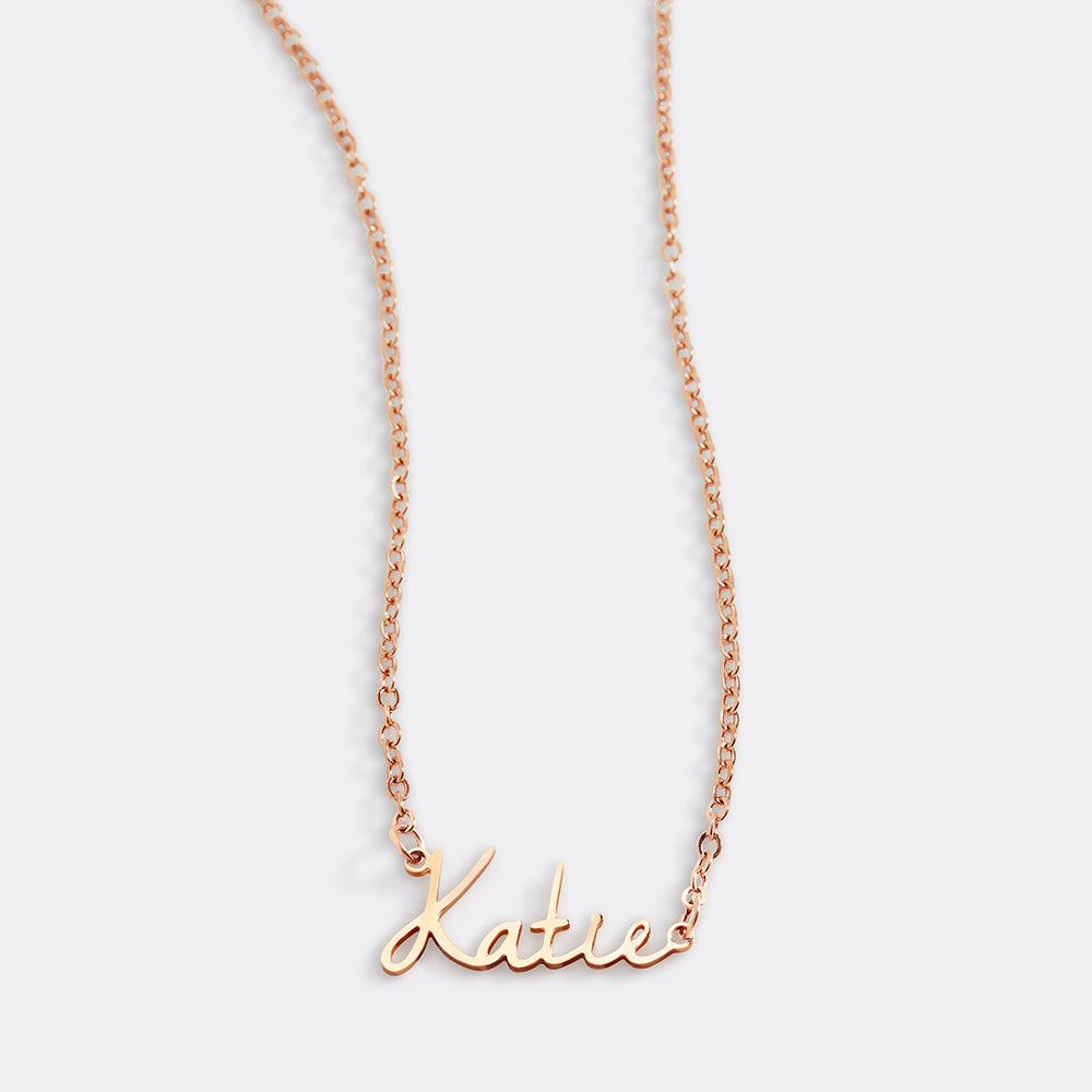 Fee Namenskette - 18 Karat Roségold vergoldet / 16" + 2"
