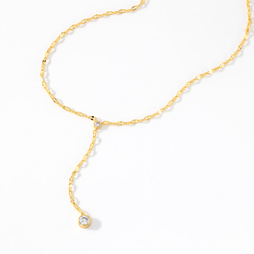 Falling Star Lariat Necklace - Gold / 16" + 2"
