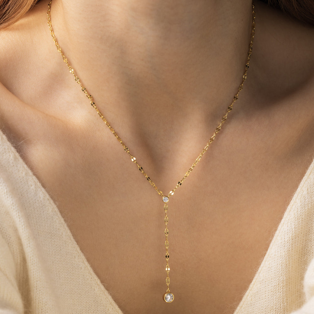 Falling Star Lariat Necklace - Gold / 16" + 2"