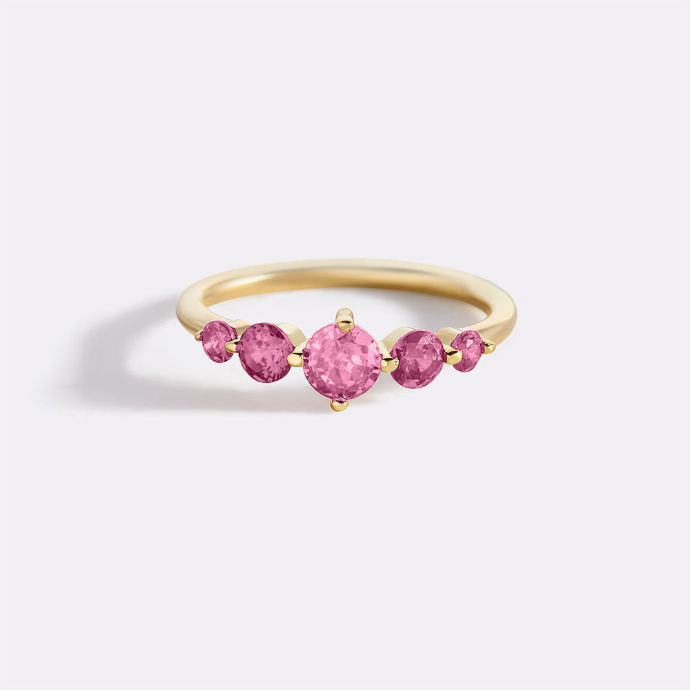 Five Stone Statement Birthstone Ring - October Pink Tourmaline / 9