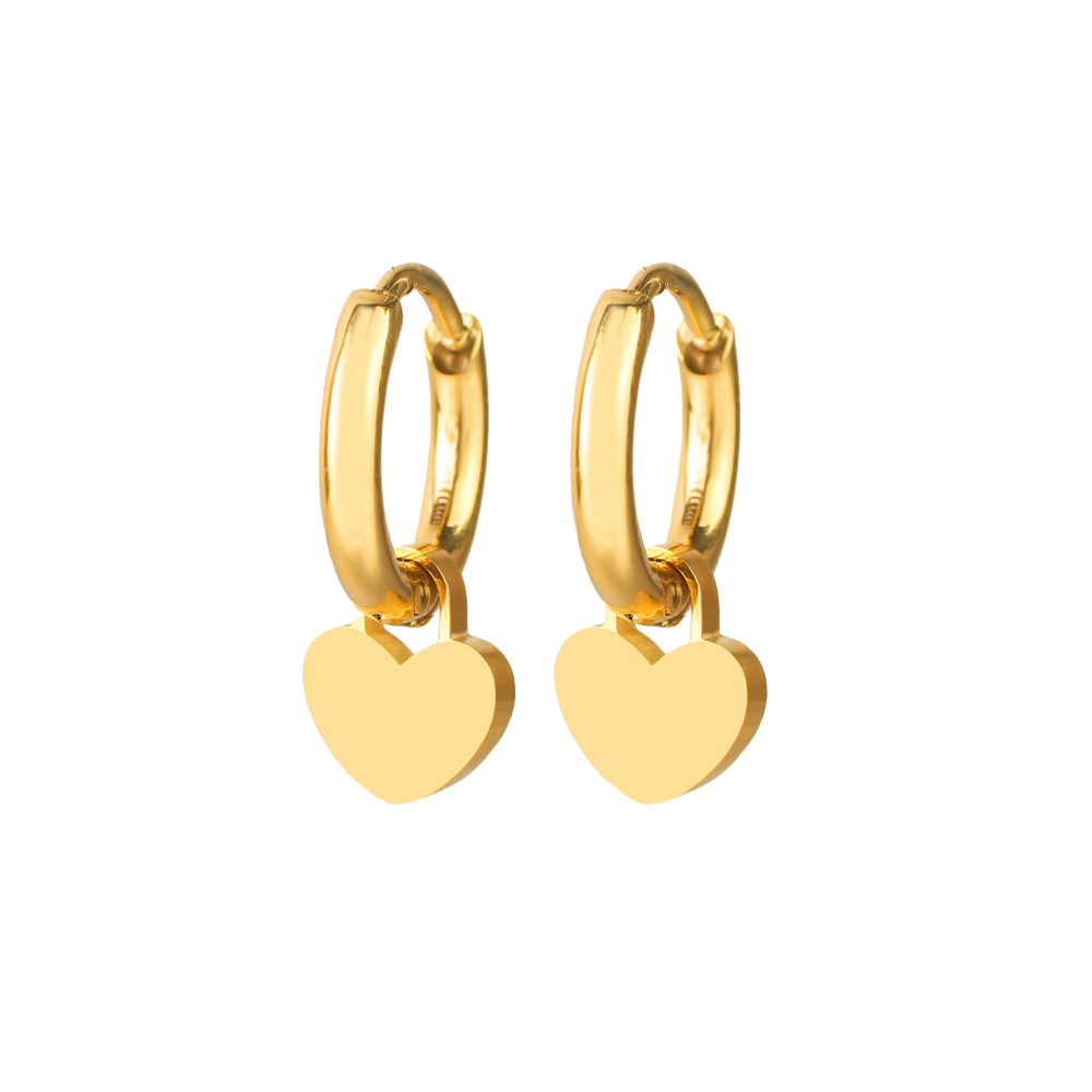 Padlock Heart Huggie Earrings - Default Title