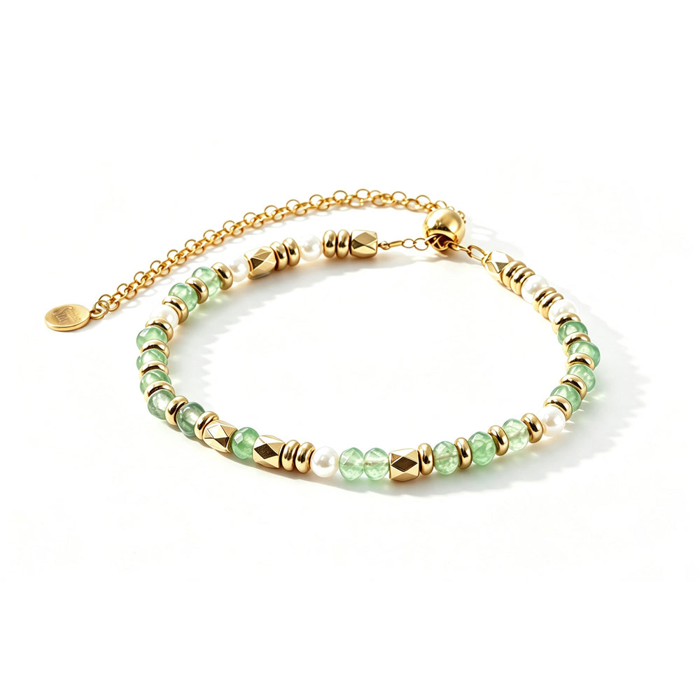 Gemstone Beaded Slider Bracelet - Gold
