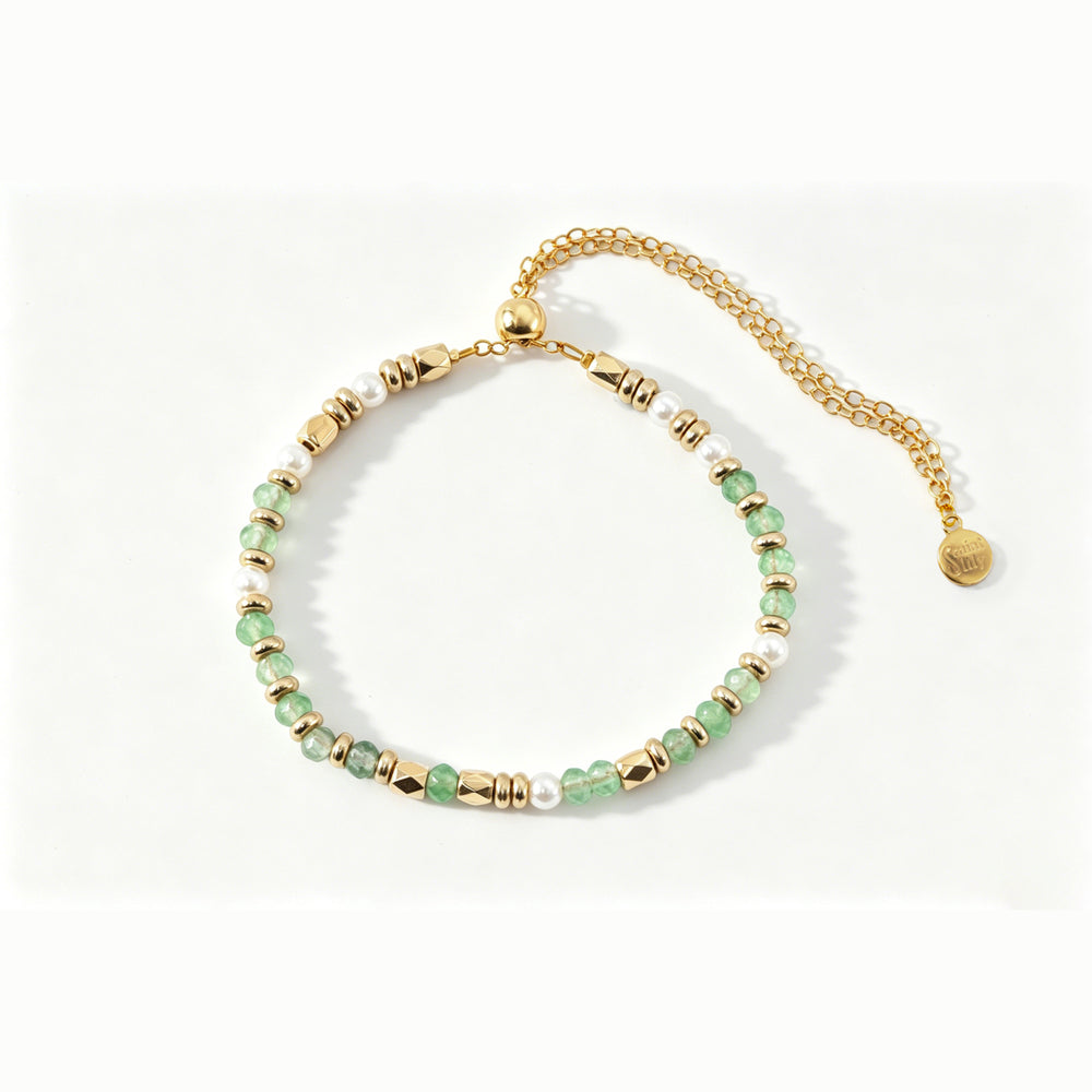 Gemstone Beaded Slider Bracelet - Gold