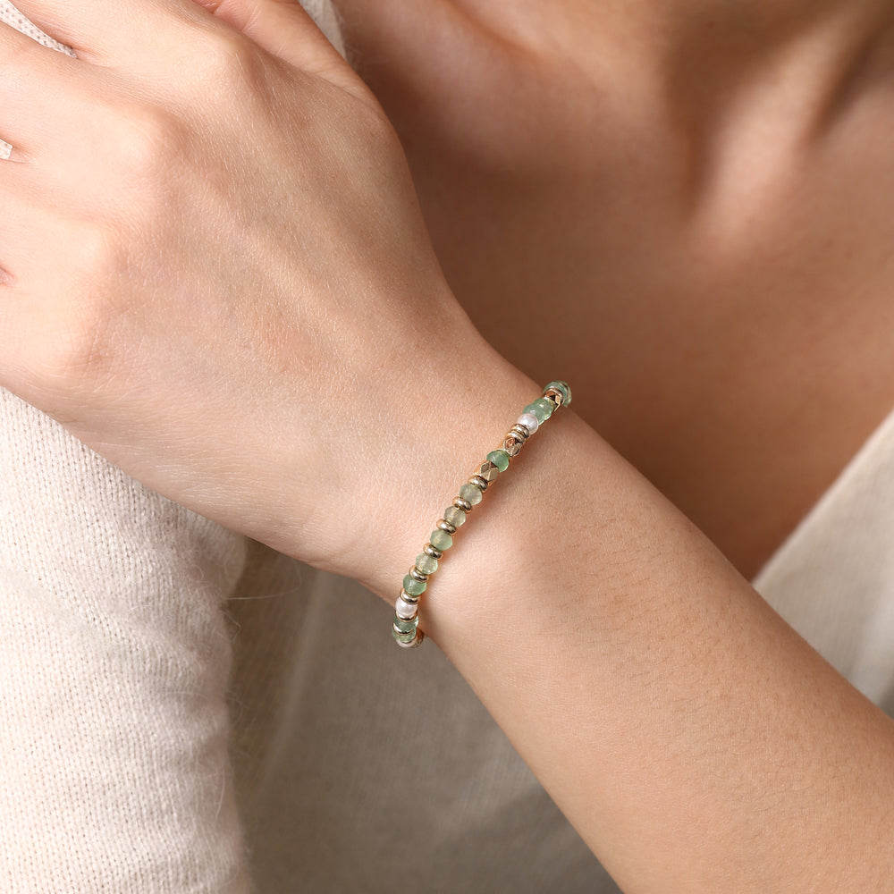 Gemstone Beaded Slider Bracelet - Gold