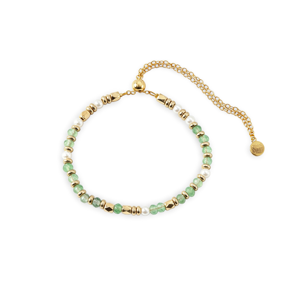 Gemstone Beaded Slider Bracelet - Gold