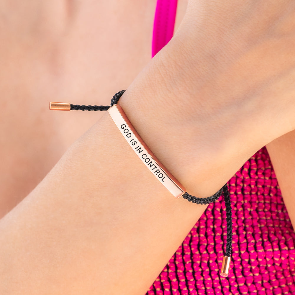 Personalized Inspire Bracelet - Cursive / 18k Rose Gold Plated / Royal Blue