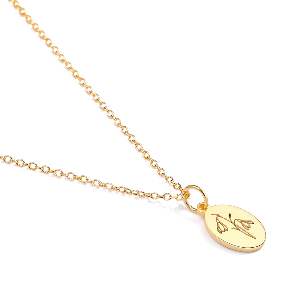 Gold Vermeil Tiny Birth Flower Necklace - January Snowdrop
