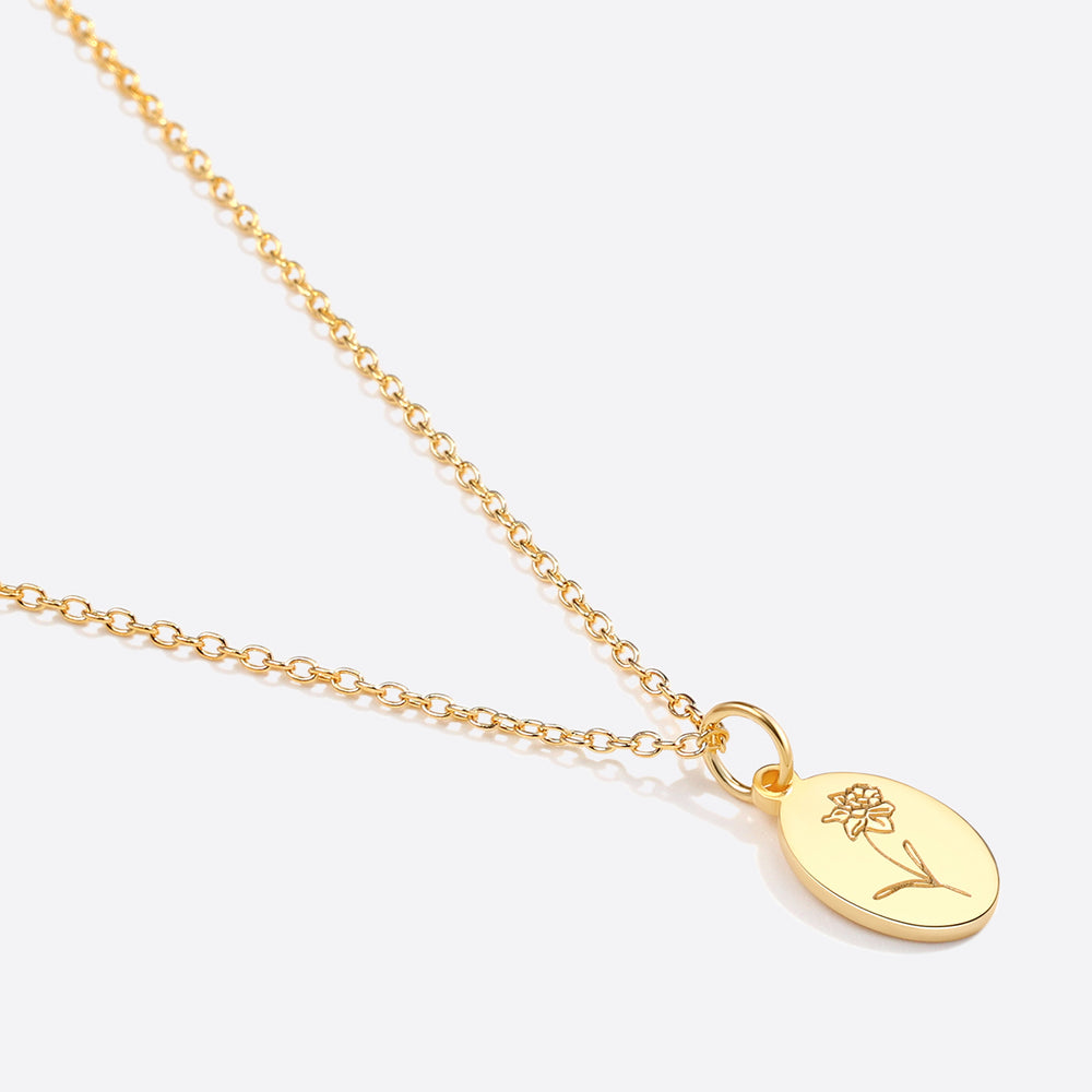 Gold Vermeil Tiny Birth Flower Necklace - March Daffodil