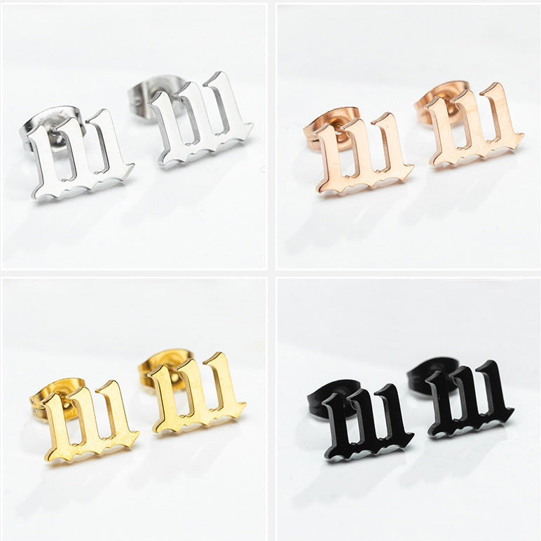 Tiny Angel Number Earrings - 18k Gold Plated / 111