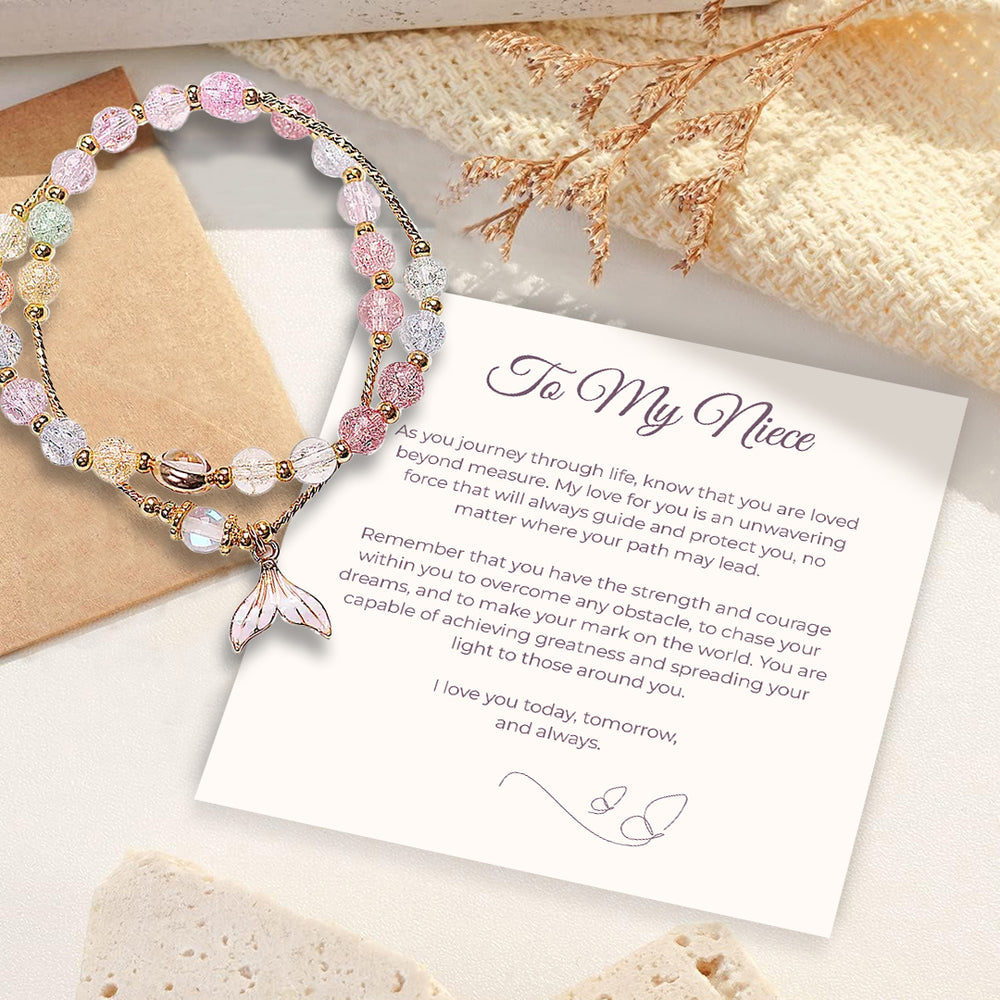 To My Niece Mermaid Bracelet - White Crackle