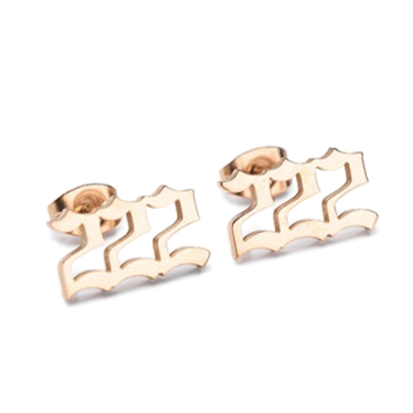 Tiny Angel Number Earrings - 18k Rose Gold Plated / 222