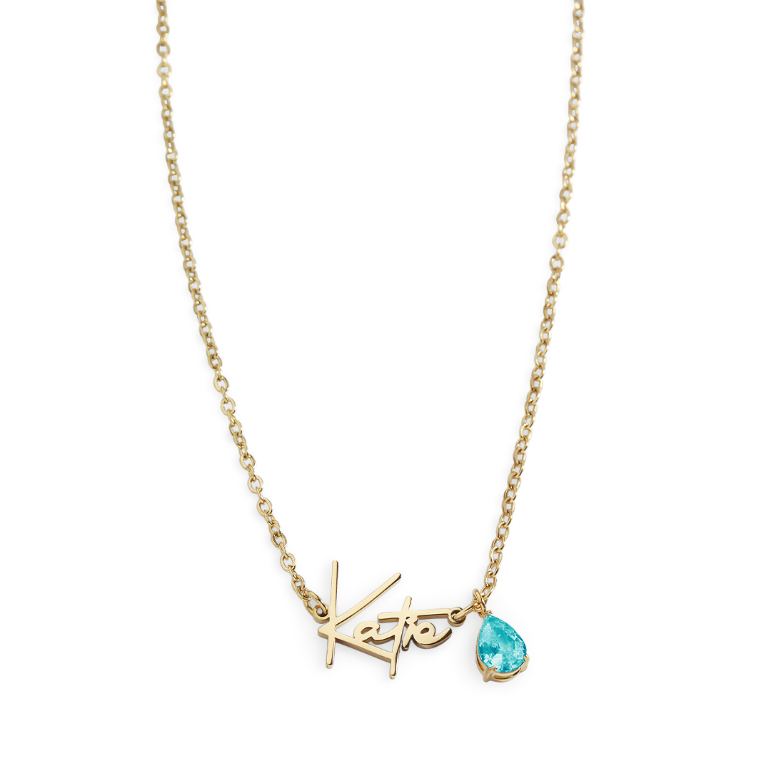 Handmade Birthstone Name Necklace