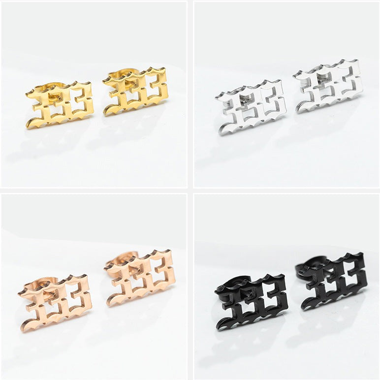 Tiny Angel Number Earrings - 18k Rose Gold Plated / 333