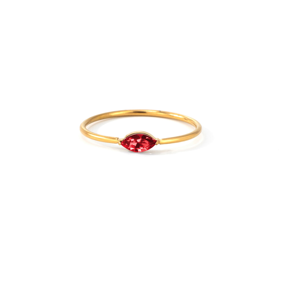 Layered Birthstone Stacking Ring - Gold / January Garnet / 5