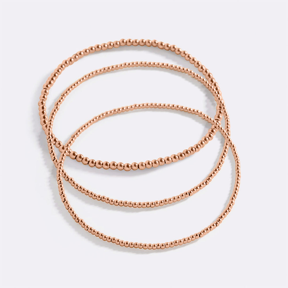 322 Beaded Bracelet Stacking Set - 18k Rose Gold Plated / 6.5"